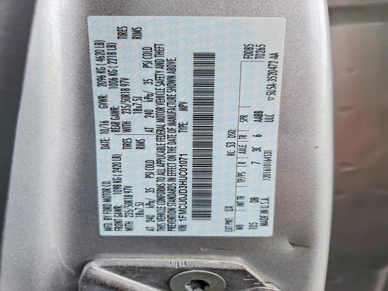 54816496 :رقم المزاد ، 1FMCU0JD3HUC01071 vin ، 2017 Ford Escape مزاد بيع
