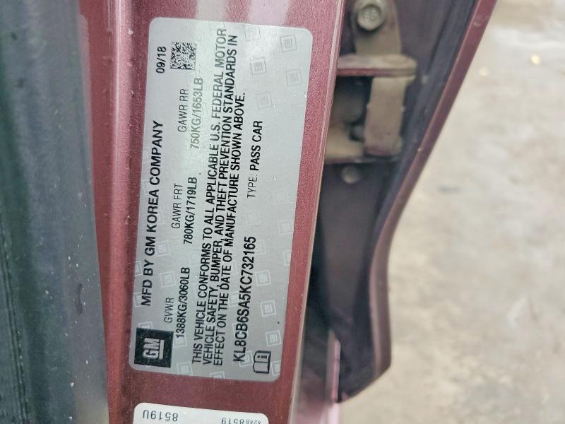 2019 Chevrolet Spark მანქანა იყიდება აუქციონზე, vin: KL8CB6SA5KC732165, აუქციონის ნომერი: 52057466