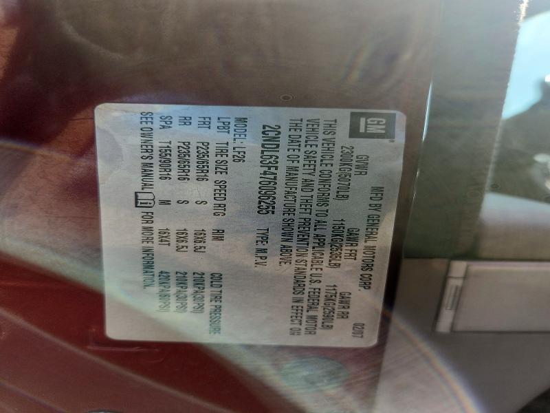 Продаж на аукціоні авто 2007 Chevrolet Equinox, vin: 2CNDL63F476096255, номер лоту: 53911216