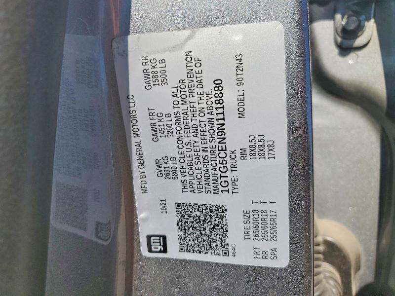 53171346 :رقم المزاد ، 1GTG5CEN9N1118880 vin ، 2022 Gmc Canyon مزاد بيع