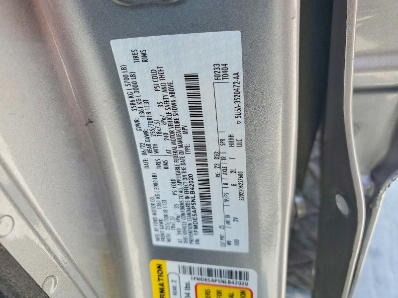 2022 Ford Bronco მანქანა იყიდება აუქციონზე, vin: 1FMDE5AP5NLB42020, აუქციონის ნომერი: 53347166