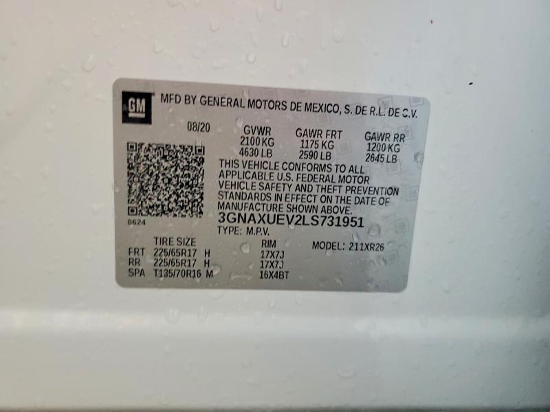 Продажа на аукционе авто 2020 Chevrolet Equinox, vin: 3GNAXUEV2LS731951, номер лота: 55164826