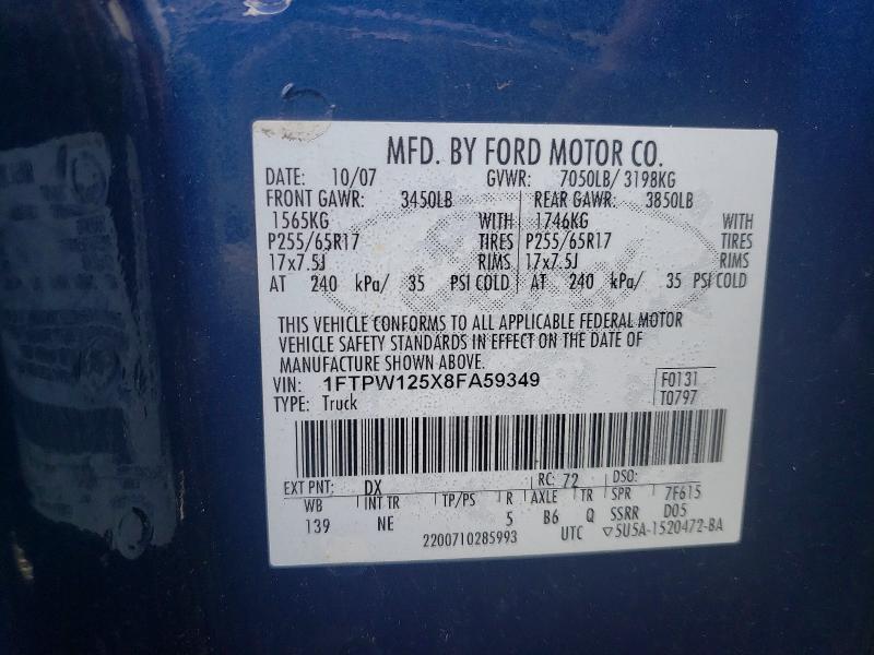 Aukcja sprzedaży 2008 Ford F150, vin: 1FTPW125X8FA59349, numer aukcji: 54693186