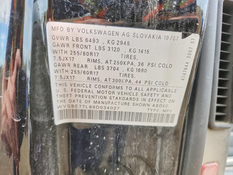54312666 :رقم المزاد ، WVGBE77L88D034027 vin ، 2008 Volkswagen Touareg 2 مزاد بيع