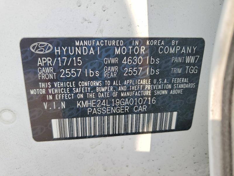 2016 Hyundai Sonata Hybrid მანქანა იყიდება აუქციონზე, vin: KMHE24L19GA010716, აუქციონის ნომერი: 52775536