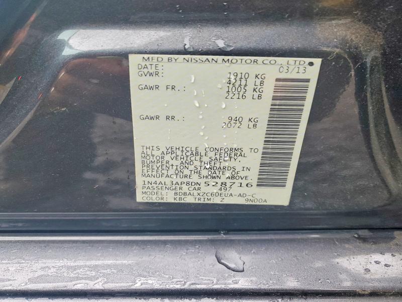 2013 Nissan Altima მანქანა იყიდება აუქციონზე, vin: 1N4AL3AP8DN528716, აუქციონის ნომერი: 54011936