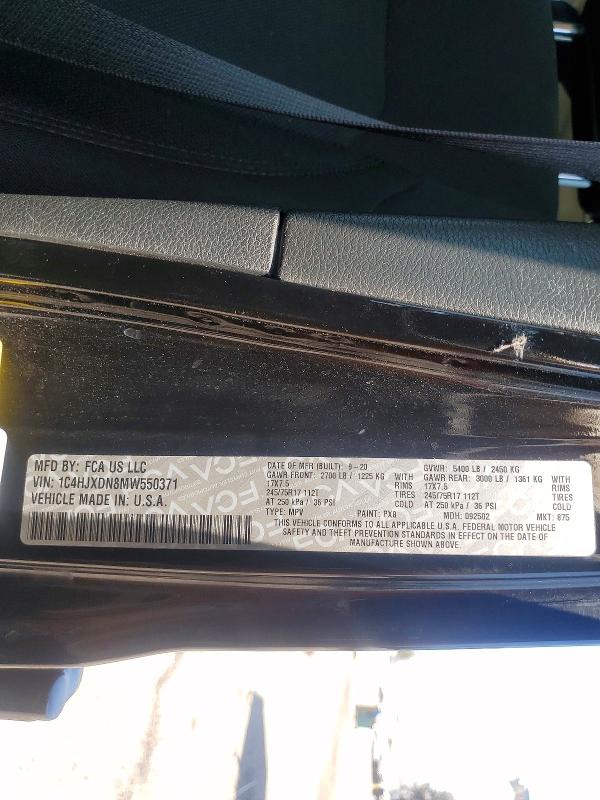 2021 Jeep Wrangler Unlimited მანქანა იყიდება აუქციონზე, vin: 1C4HJXDN8MW550371, აუქციონის ნომერი: 52088486