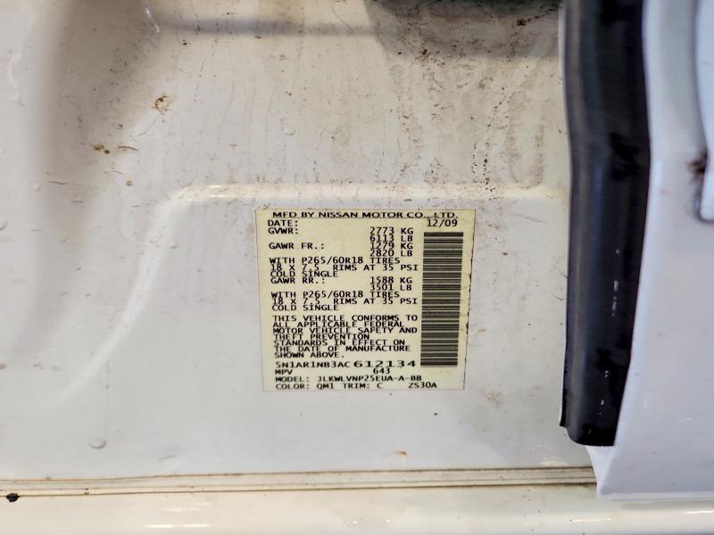 Auction sale of the 2010 Nissan Pathfinder, vin: 5N1AR1NB3AC612134, lot number: 53273986