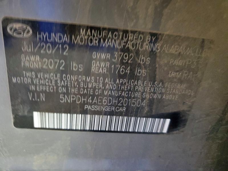 Продажа на аукционе авто 2013 Hyundai Elantra, vin: 5NPDH4AE6DH201504, номер лота: 52849106
