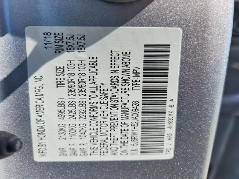 53379246 :رقم المزاد ، 5J6RW1H52JA009428 vin ، 2018 Honda Cr-v مزاد بيع