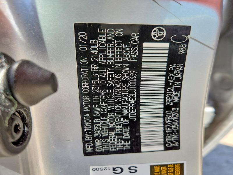 52946426 :رقم المزاد ، JTDEPRAE2LJ100339 vin ، 2020 Toyota Corolla مزاد بيع