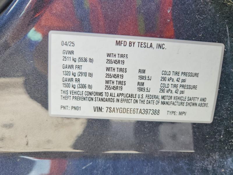 Aukcja sprzedaży 2026 Tesla Model Y, vin: 7SAYGDEE6TA397388, numer aukcji: 54114706