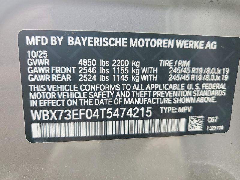 Продаж на аукціоні авто 2026 Bmw X1, vin: WBX73EF04T5474215, номер лоту: 52136116