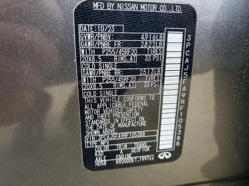 Продажа на аукционе авто 2024 Infiniti Qx50, vin: 3PCAJ5FA9RF105388, номер лота: 52071616