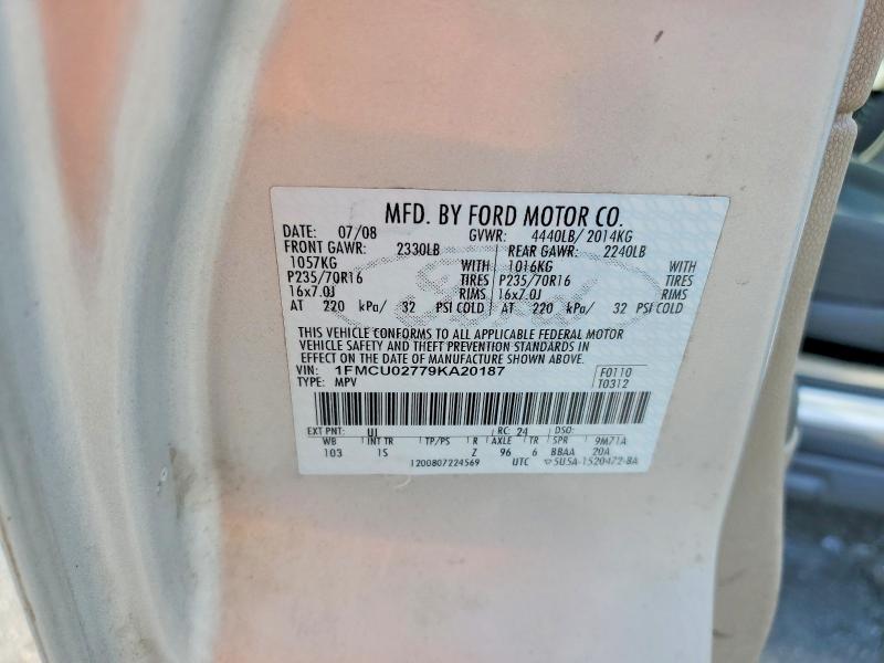 Aukcja sprzedaży 2009 Ford Escape, vin: 1FMCU02779KA20187, numer aukcji: 53426516