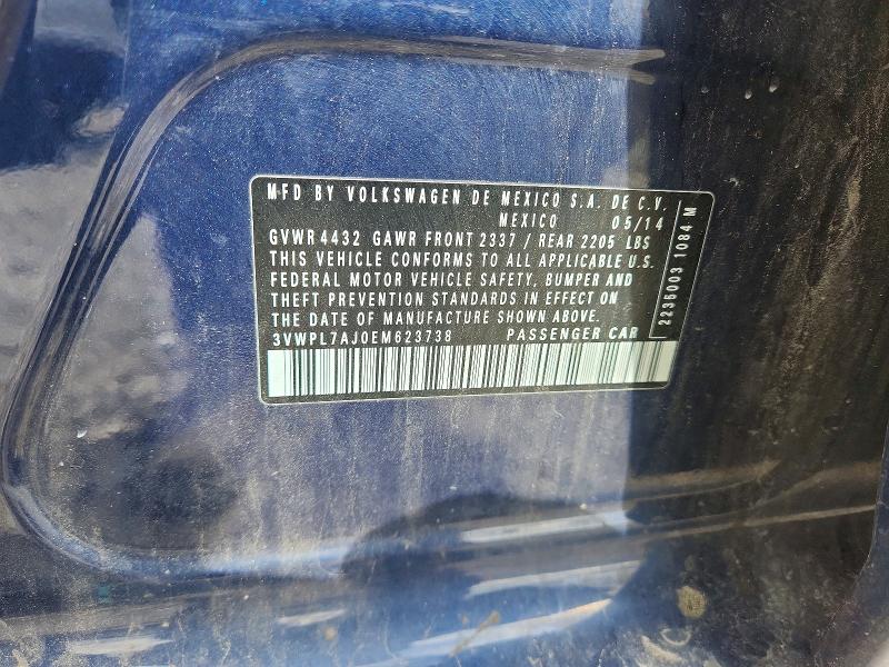 52696176 :رقم المزاد ، 3VWPL7AJ0EM623738 vin ، 2014 Volkswagen Jetta مزاد بيع