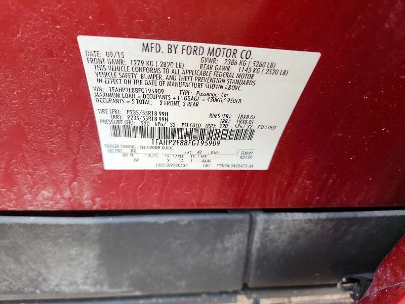 Auction sale of the 2015 Ford Taurus, vin: 1FAHP2E88FG195909, lot number: 52959956