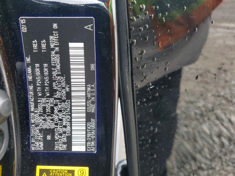 Продажа на аукционе авто 2015 Toyota Highlander, vin: 5TDBKRFH3FS140053, номер лота: 52094926
