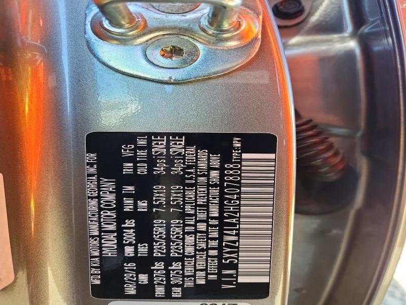 53662296 :رقم المزاد ، 5XYZW4LA2HG407888 vin ، 2017 Hyundai Santa Fe Sport مزاد بيع