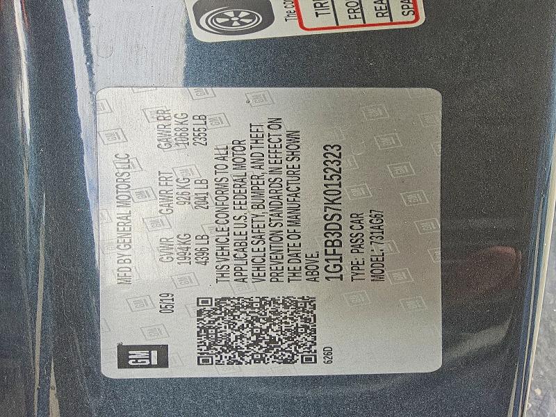Продажа на аукционе авто 2019 Chevrolet Camaro, vin: 1G1FB3DS7K0152323, номер лота: 51529716