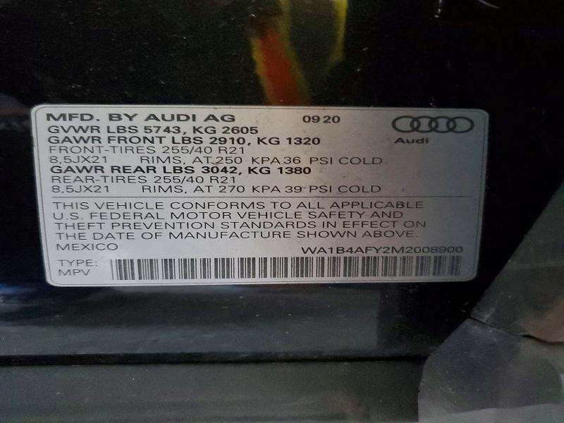 Продажа на аукционе авто 2021 Audi Sq5, vin: WA1B4AFY2M2008900, номер лота: 54713346