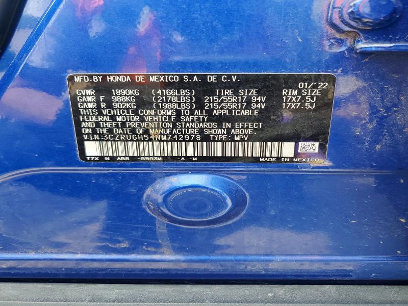 Aukcja sprzedaży 2022 Honda Hr-v, vin: 3CZRU6H54NM742978, numer aukcji: 54834716