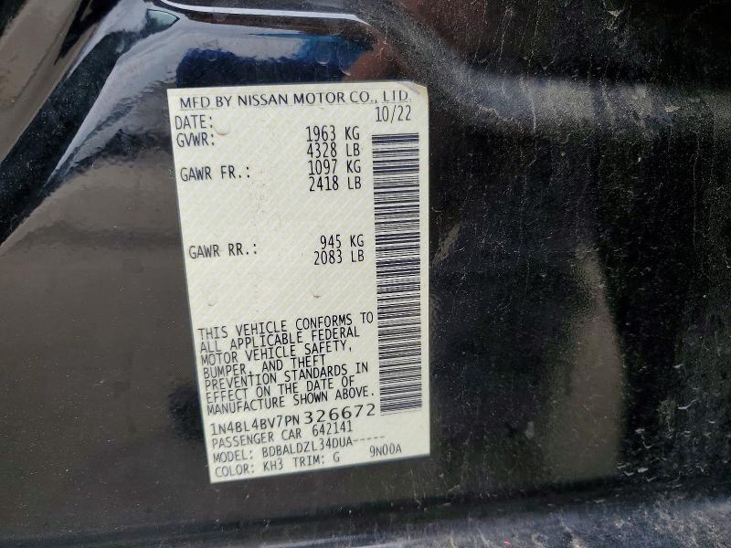 Продажа на аукционе авто 2023 Nissan Altima, vin: 1N4BL4BV7PN326672, номер лота: 54208736