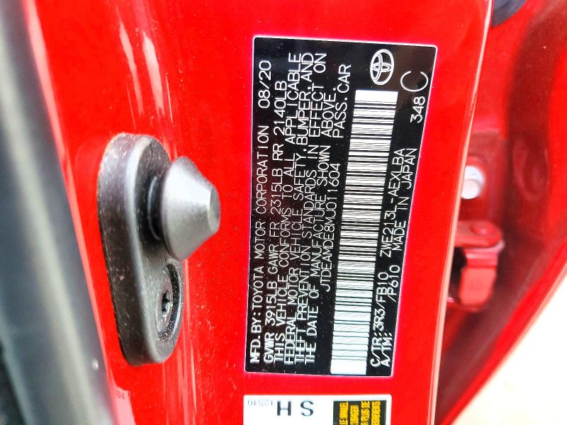 Продажа на аукционе авто 2021 Toyota Corolla, vin: JTDEAMDE8MJ011604, номер лота: 52090066