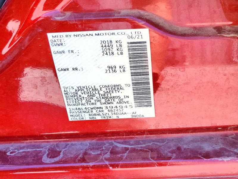 Продажа на аукционе авто 2021 Nissan Altima, vin: 1N4BL4CW0MN394945, номер лота: 53250036