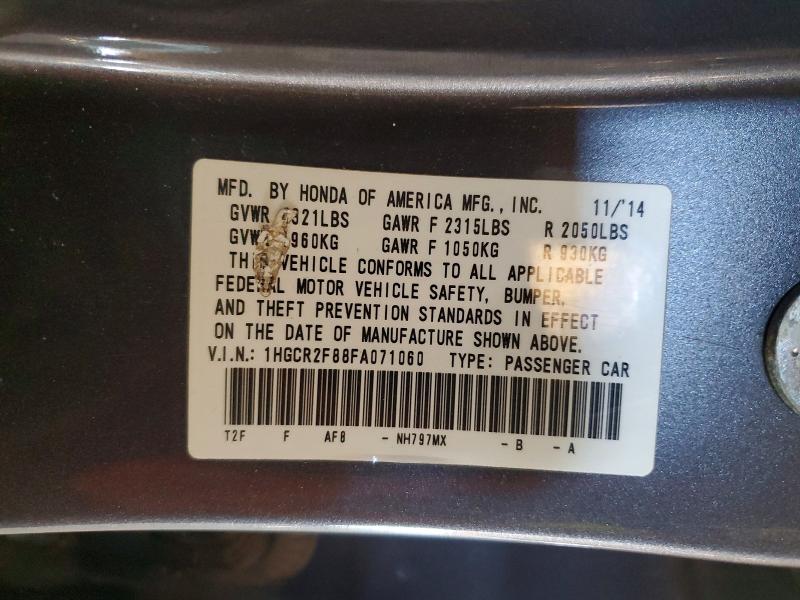 Auction sale of the 2015 Honda Accord, vin: 1HGCR2F88FA071060, lot number: 55077906