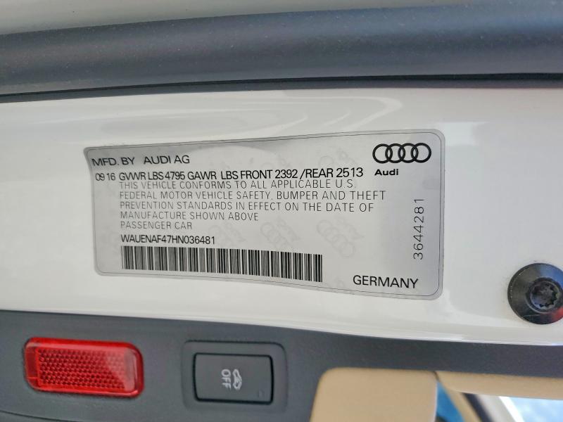 Продаж на аукціоні авто 2017 Audi A4, vin: WAUENAF47HN036481, номер лоту: 51876236