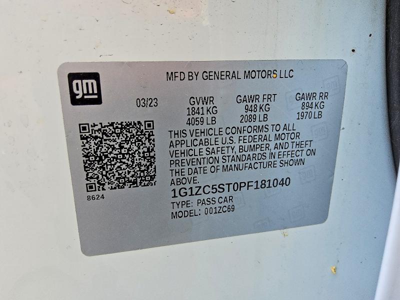 2023 Chevrolet Malibu მანქანა იყიდება აუქციონზე, vin: 1G1ZC5ST0PF181040, აუქციონის ნომერი: 54534186