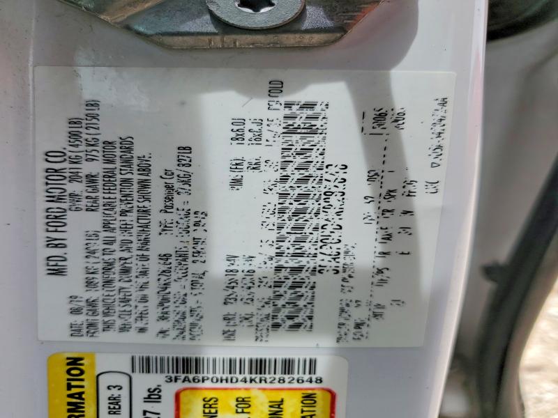 55270926 :رقم المزاد ، 3FA6P0HD4KR282648 vin ، 2019 Ford Fusion مزاد بيع