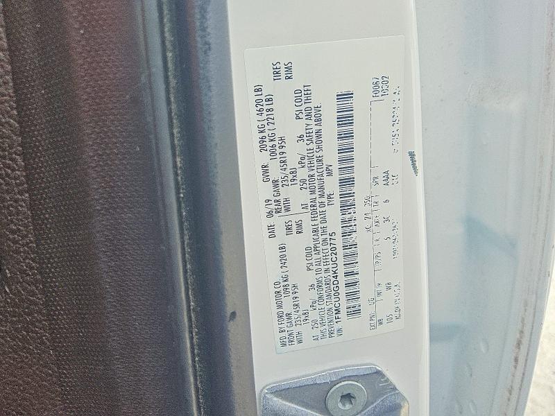 Продаж на аукціоні авто 2019 Ford Escape, vin: 1FMCU0GD4KUC20775, номер лоту: 54291726