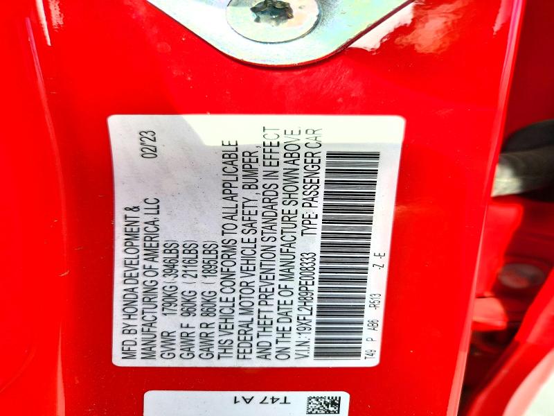 2023 Honda Civic მანქანა იყიდება აუქციონზე, vin: 19XFL2H89PE008333, აუქციონის ნომერი: 54460166