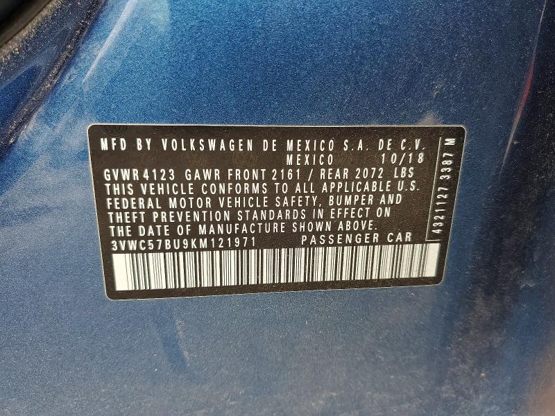 Продажа на аукционе авто 2019 Volkswagen Jetta, vin: 3VWC57BU9KM121971, номер лота: 55016646