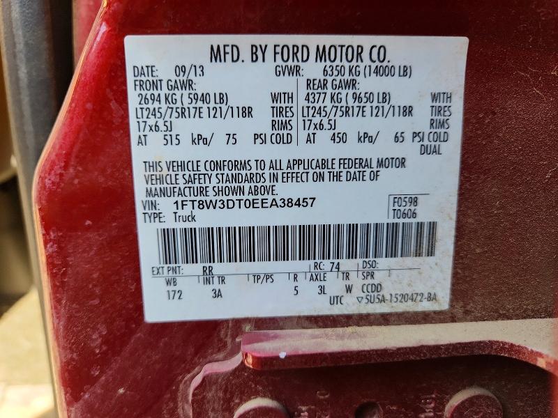 Продаж на аукціоні авто 2014 Ford F350, vin: 1FT8W3DT0EEA38457, номер лоту: 52273376