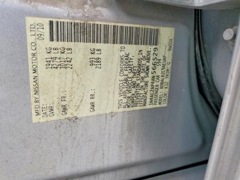 Aukcja sprzedaży 2010 Nissan Altima, vin: 1N4AL2AP4AN566529, numer aukcji: 55018726