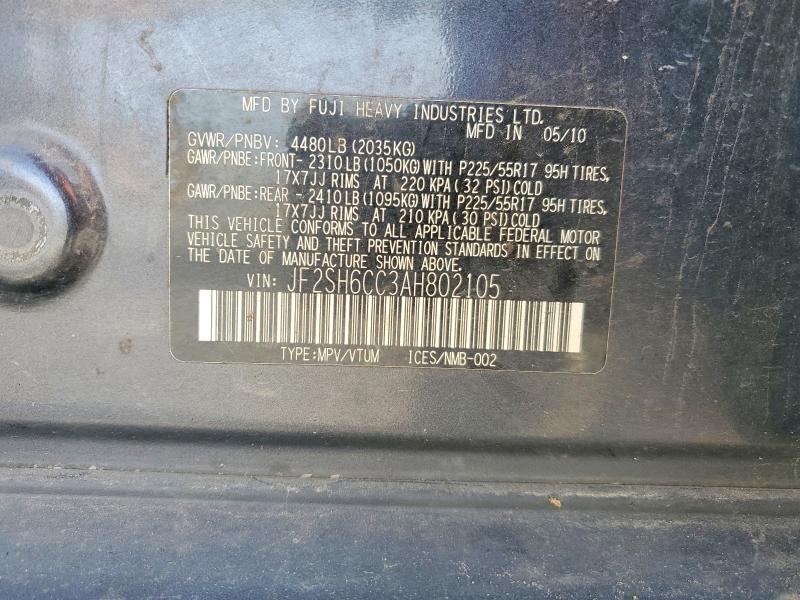 52534496 :رقم المزاد ، JF2SH6CC3AH802105 vin ، 2010 Subaru Forester مزاد بيع