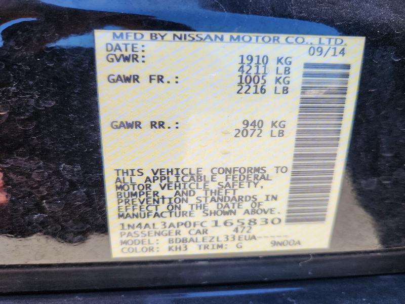 53198726 :رقم المزاد ، 1N4AL3AP0FC165830 vin ، 2015 Nissan Altima مزاد بيع