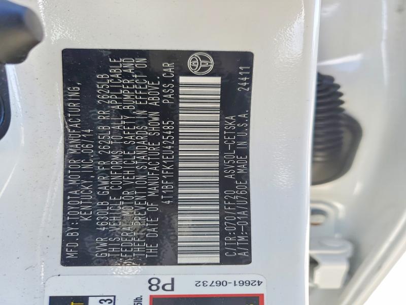 54139366 :رقم المزاد ، 4T1BF1FK1EU425485 vin ، 2014 Toyota Camry مزاد بيع