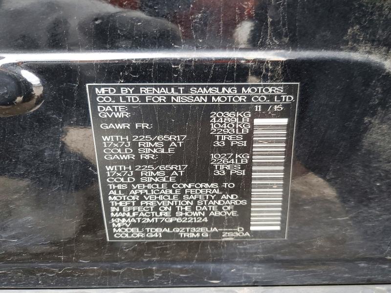 Aukcja sprzedaży 2016 Nissan Rogue, vin: KNMAT2MT7GP622124, numer aukcji: 53699286