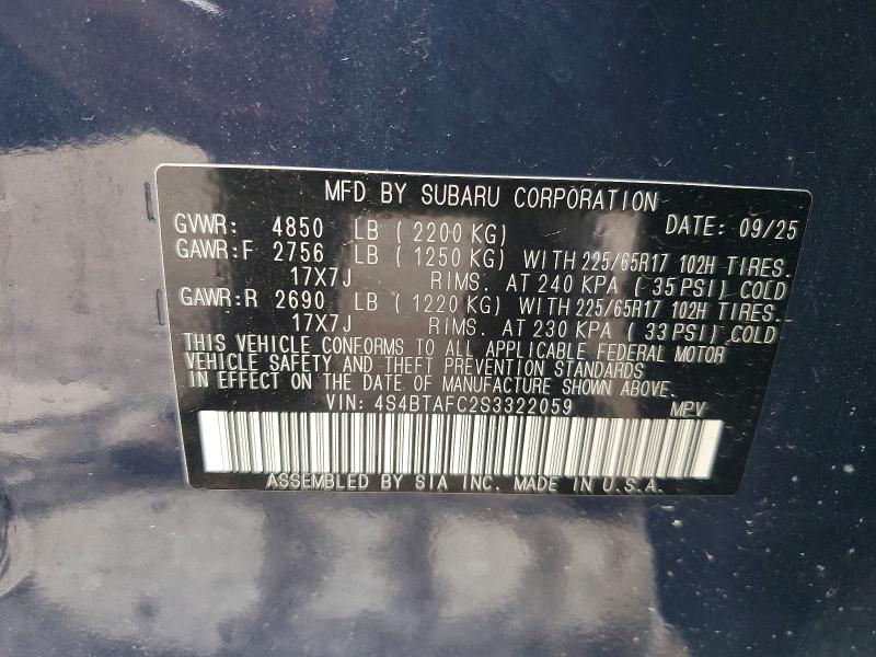 Продажа на аукционе авто 2025 Subaru Outback, vin: 4S4BTAFC2S3322059, номер лота: 54266416