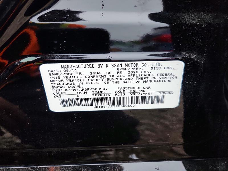 Aukcja sprzedaży 2015 Infiniti Q70, vin: JN1BY1AR3FM560507, numer aukcji: 54870356
