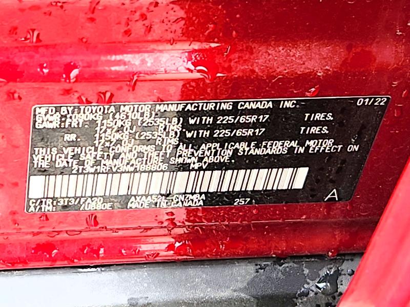 2022 Toyota Rav4 მანქანა იყიდება აუქციონზე, vin: 2T3W1RFV3NW188806, აუქციონის ნომერი: 53817096