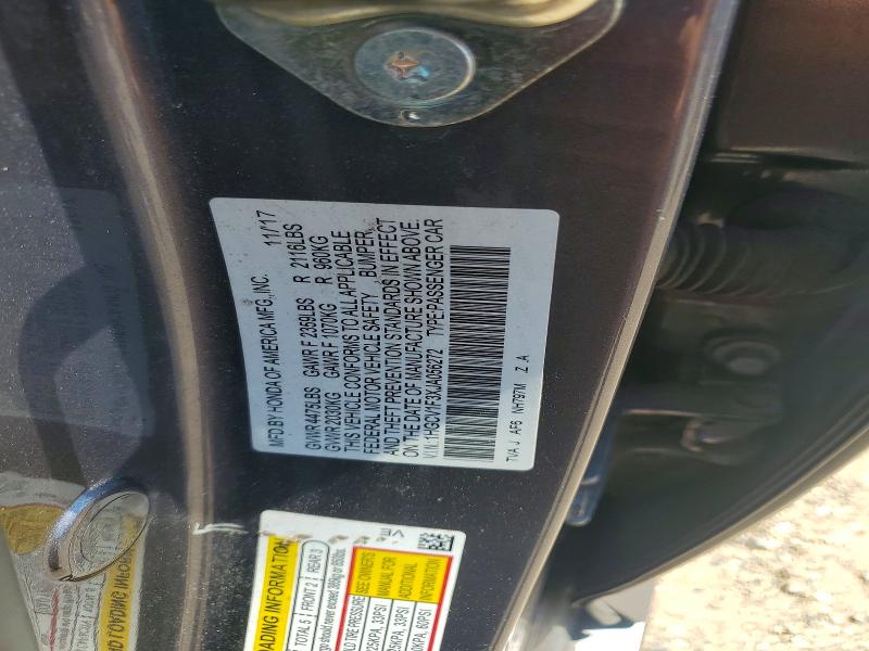 2018 Honda Accord მანქანა იყიდება აუქციონზე, vin: 1HGCV1F3XJA056272, აუქციონის ნომერი: 53805876