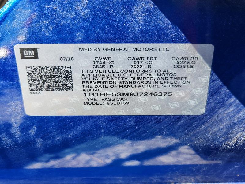 2018 Chevrolet Cruze მანქანა იყიდება აუქციონზე, vin: 1G1BE5SM9J7246375, აუქციონის ნომერი: 52191066