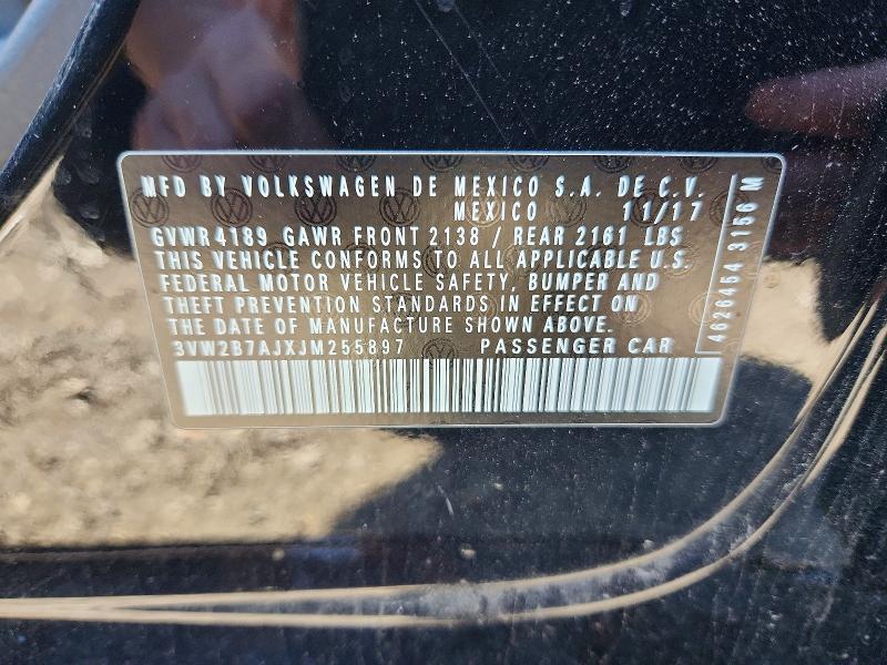 2018 Volkswagen Jetta მანქანა იყიდება აუქციონზე, vin: 3VW2B7AJXJM255897, აუქციონის ნომერი: 55256326