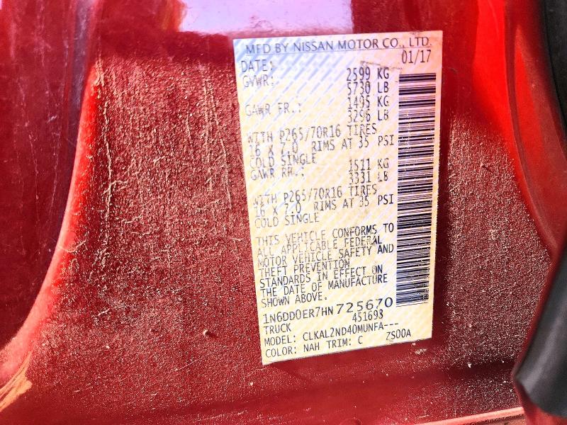 2017 Nissan Frontier მანქანა იყიდება აუქციონზე, vin: 1N6DD0ER7HN725670, აუქციონის ნომერი: 53629196