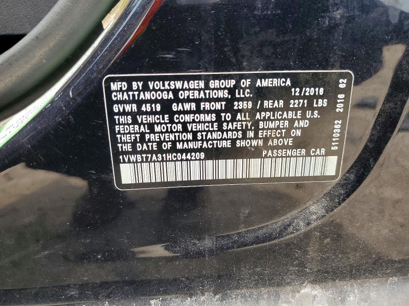 Продажа на аукционе авто 2017 Volkswagen Passat, vin: 1VWBT7A31HC044209, номер лота: 52600846